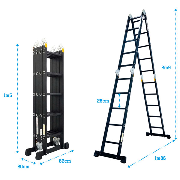 Thang nhôm gấp 4 khúc Sumika SKM205 NEW (Sơn tĩnh điện)