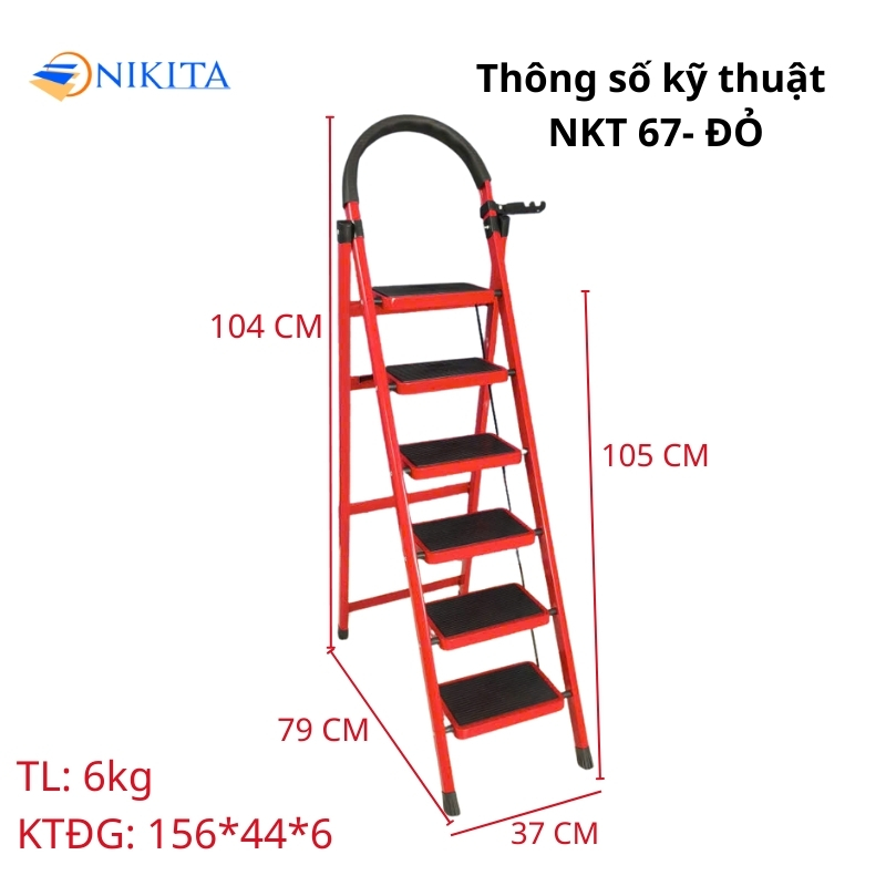 Thang Ghế Khung Sắt 6 bậc 105cm Nikita NKT-67