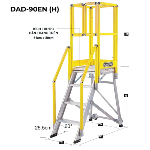 Thang nhôm có bệ đứng an toàn Hasegawa DAD-90EN(H)