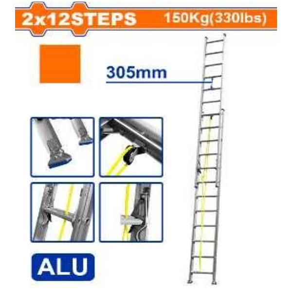 Thang nhôm trượt 2x12 bậc Wadfow WLD8H24