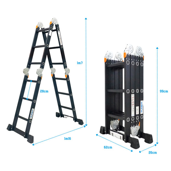 Thang nhôm gấp 4 khúc Sumika SKM 203 NEW (Sơn tĩnh điện)