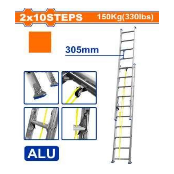 Thang nhôm trượt 2x10 bậc Wadfow WLD8H20