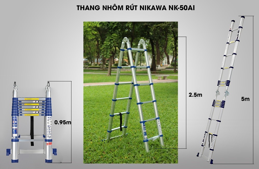 thang nhôm rút chữ A Nikawa NK-50AI 