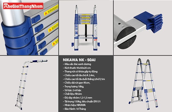 thang nhôm rút chữ a nikawa nk-50ai